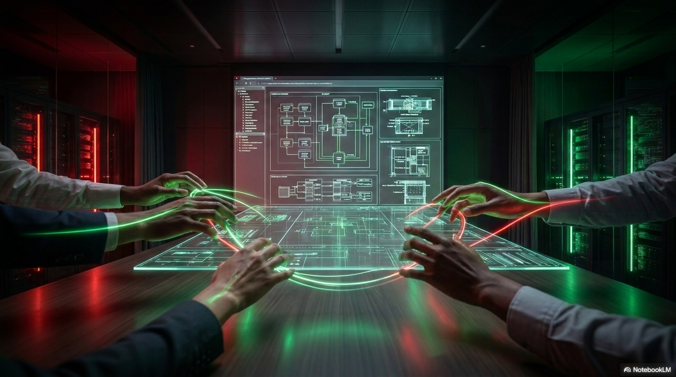 Multiple hands on a glowing holographic interface, representing the collaborative and human-centred nature of AI in HR and talent decisions.