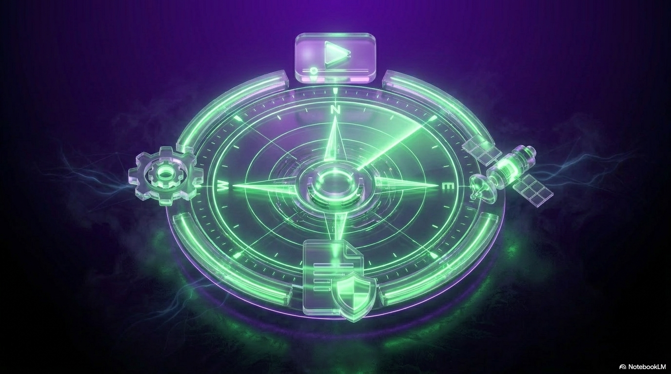A holographic radar with capability icons, representing a cloud platform for building with many models.